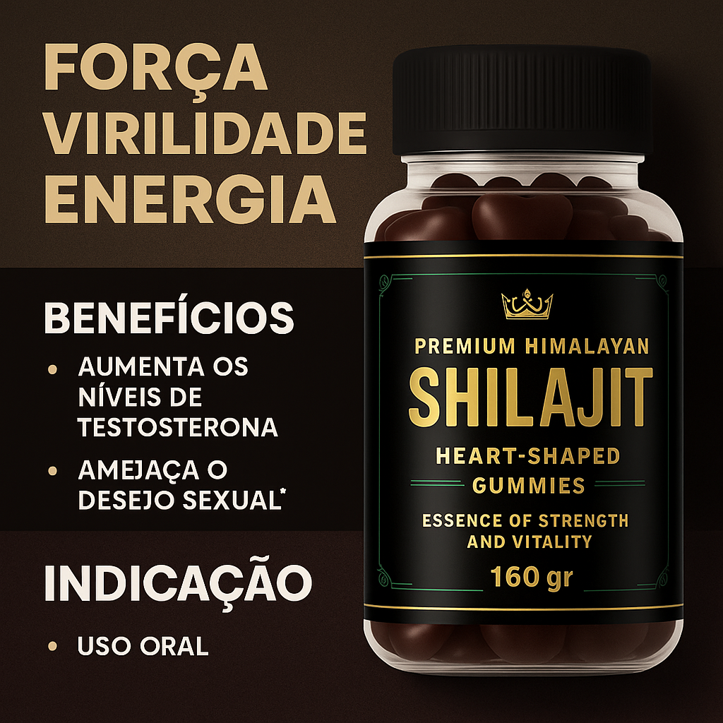 💓 Shilajit en Gomas de Corazón – Energía Masculina, Vitalidad Total 💪