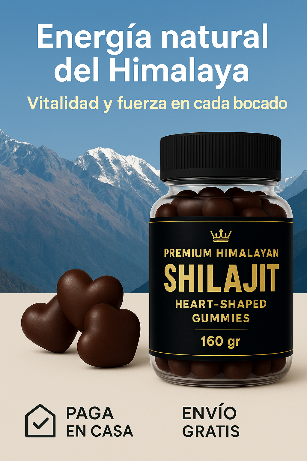 💓 Shilajit en Gomas de Corazón – Energía Masculina, Vitalidad Total 💪