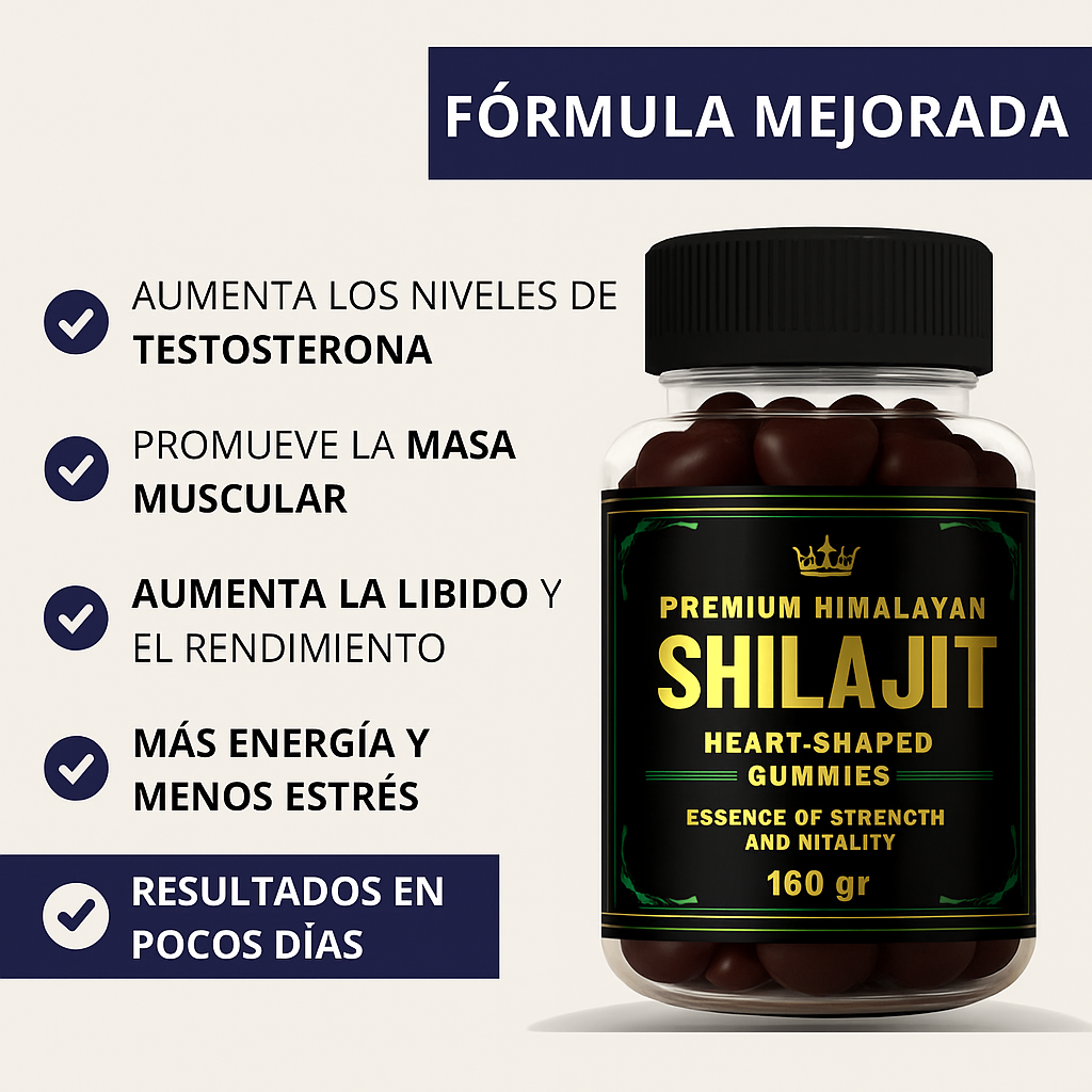 💓 Shilajit en Gomas de Corazón – Energía Masculina, Vitalidad Total 💪