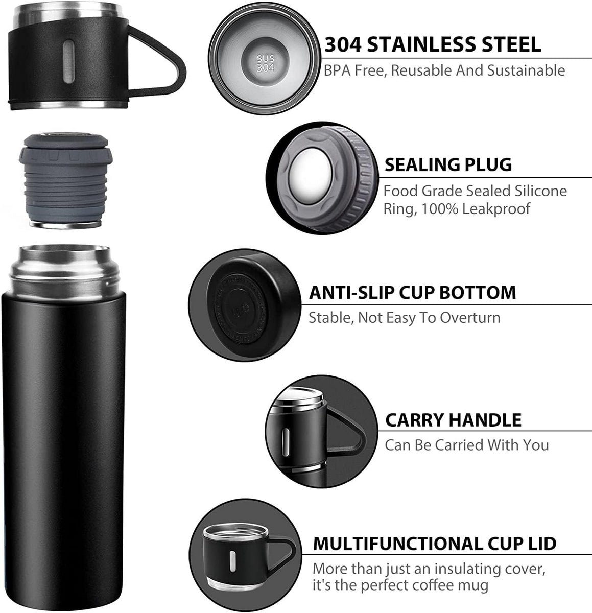 ☕ Termo Térmico 500ml – Café Siempre Caliente 🔥