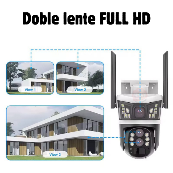 📡 Cámara de Seguridad Solar WiFi PTZ 12MP con Visión 360°