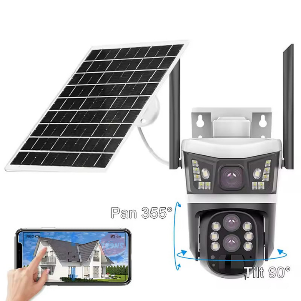 📡 Cámara de Seguridad Solar WiFi PTZ 12MP con Visión 360°